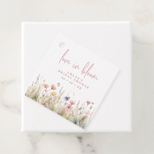 Roze Wildbloemen Liefde in Bloom Vrijgezellenfeest Bedankjes Labels (In situ)