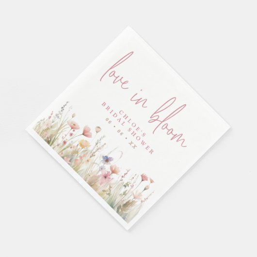 Roze Wildbloemen Liefde In Bloom Vrijgezellenfeest Servet (Hoek)