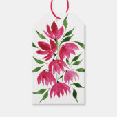 Roze Wildbloemen Losse Waterverf Kunst Cadeaulabel (Voorkant)