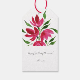 Roze Wildbloemen Losse Waterverf Kunst Cadeaulabel