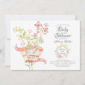 Roze Wildbloemen Meisjes Baby Douche Uitnodigingen (Voorkant)