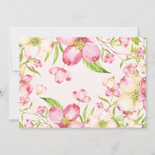 Roze Wildbloemen Meisjes Baby Douche Uitnodigingen (Achterkant)