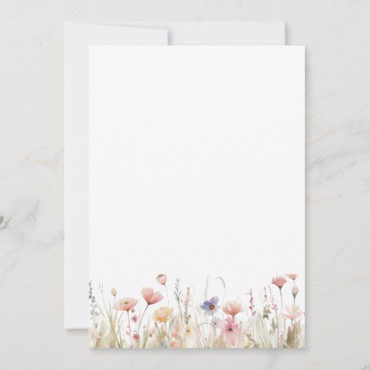 Roze Wildbloemen Rustieke lente bruiloft Kaart (Achterkant)