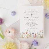 Roze Wildbloemen Rustieke lente bruiloft Kaart