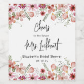 Roze Wildbloemen Vrijgezellenfeest Favor Wine Labe Wijn Etiket (Enkel label)