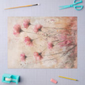 Roze Wildbloemen Waterverf Decoupage Tissuepapier (Craft)