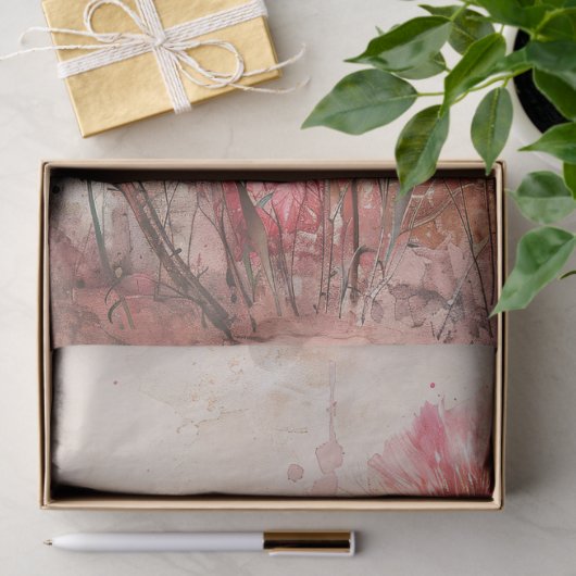 Roze Wildbloemen Waterverf Decoupage Tissuepapier (Geschenk)