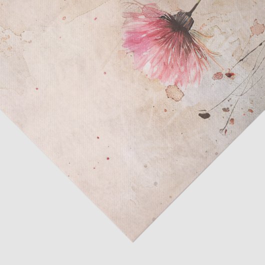Roze Wildbloemen Waterverf Decoupage Tissuepapier (Detail)