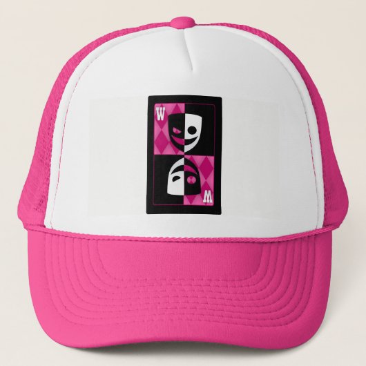 Roze Wildcard Poker Diamonds Trucker Hoed Pet (Voorkant)
