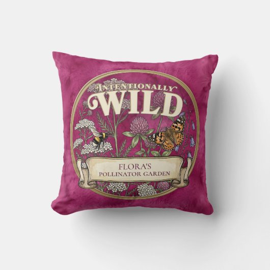 Roze Wilde Bestuivers Tuinkussen Kussen (Voorkant)