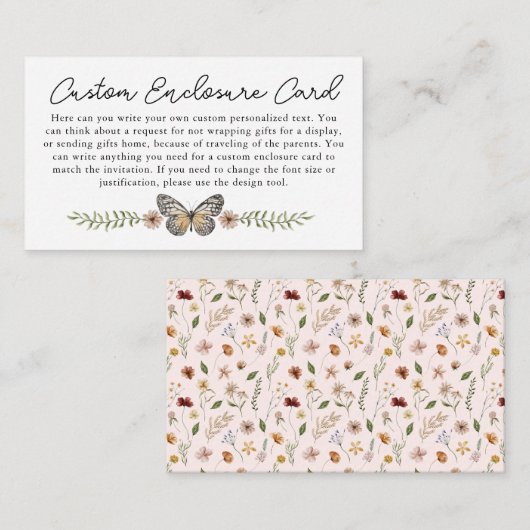 Roze Wilde Bloem Aangepaste Kaart Bijvoegen (Voorkant / Achterkant)