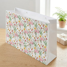 Roze wilde bloem aquarel groot cadeauzakje