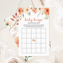 Roze Wilde Bloem Baby Bingo Baby Shower Spel