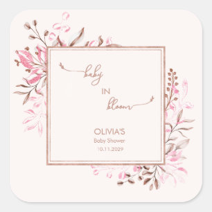 Roze wilde bloem Baby in bloei Bedankt  Vierkante Sticker