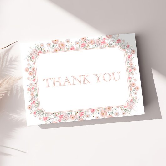 Roze Wilde Bloem Baby Shower Bedankkaart