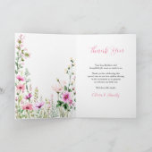 Roze Wilde Bloem Baby Shower Bedankkaart (Binnen)