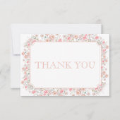 Roze Wilde Bloem Baby Shower Bedankkaart (Voorkant)