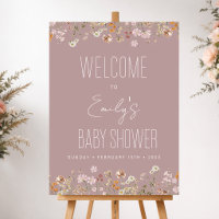 Roze wilde bloem baby shower welkomstbord
