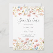 Roze wilde bloem bloemend huwelijks- save the date (Voorkant)
