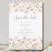 Roze wilde bloem bloemend huwelijks- save the date