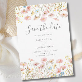 Roze wilde bloem bloemend huwelijks- save the date