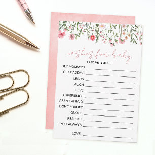 Roze wilde bloem bloemige baby shower Baby wensen Advieskaart