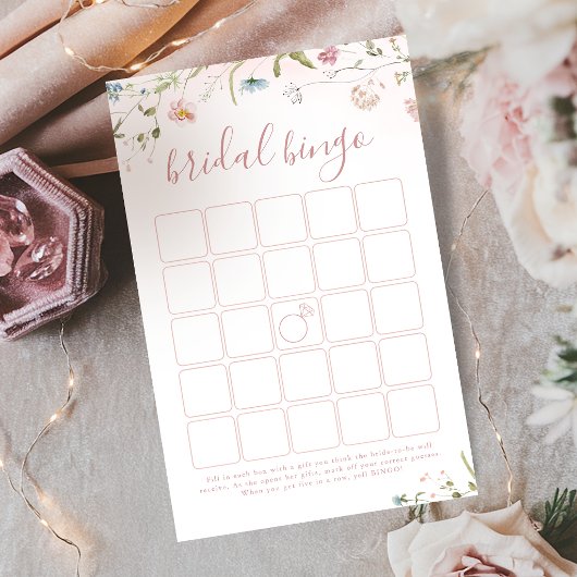 Roze wilde bloem Boho bruiloft bingo spel