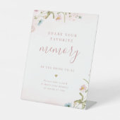 Roze wilde bloem boho deel een herinnering bruidsf reclamebord met voetstuk (Voorkant)