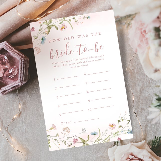 Roze wilde bloem boho hoe oud was de bruid spel (Pink Wildflower boho how old was the bride game)
