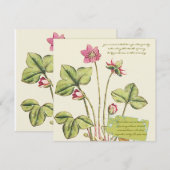 Roze Wilde Bloem Botanische Eetkaartjes Kaart (Voorkant / Achterkant)