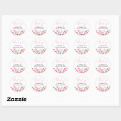 Roze Wilde Bloem Bruiloft Dank Je Script Ronde Sticker (Vel)