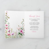 Roze Wilde Bloem Bruiloft Feest Bedankkaart (Binnen)