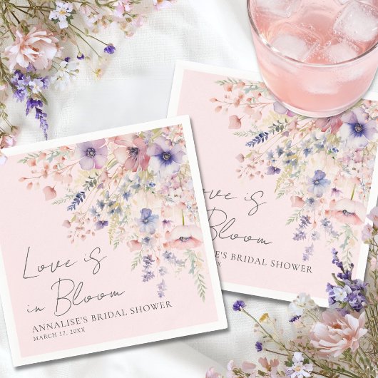 Roze Wilde Bloem Bruiloft Feest Servet