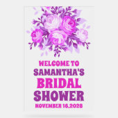 Roze wilde bloem bruiloft feestelijke welkomst bev acryl bord (Voorkant)