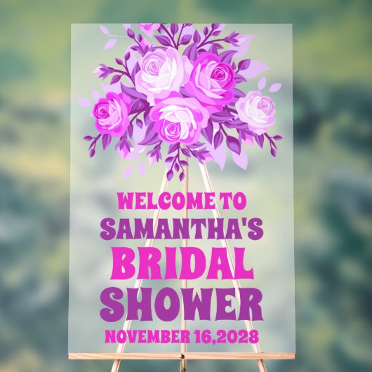 Roze wilde bloem bruiloft feestelijke welkomst bev acryl bord (Neutraal)