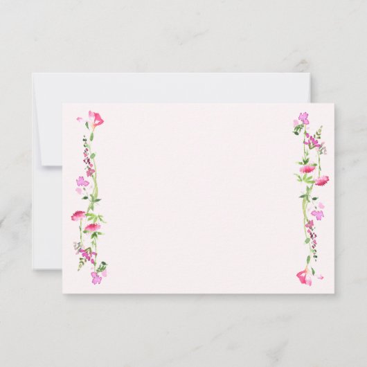  roze wilde bloem delicate bloemen bedankkaart (Achterkant)