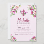 Roze wilde bloem die één uitnodiging draaien (Voorkant)