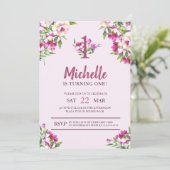 Roze wilde bloem die één uitnodiging draaien (Staand voorkant)