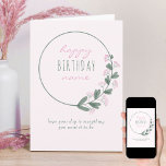 Roze Wilde Bloem Eenvoudig Gepersonaliseerd Happy  Kaart<br><div class="desc">Gepersonaliseerde Happy Birthday-kaart met een eenvoudige poot van roze wilde bloemen en zoete typografie. Duur en eenvoudig ontwerp met zacht kleurenpalet van pastelroze, roze en groen. U hebt de optie om de groet op de voorzijde uit te geven en de binnenkant is leeg voor u om te personaliseren zoals u...</div>