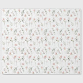 roze wilde bloem en salie groen groen groen cadeaupapier (Vlak)