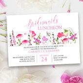 Roze wilde bloem Feminine Bridesmaids Luncheon Kaart