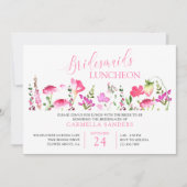 Roze wilde bloem Feminine Bridesmaids Luncheon Kaart (Voorkant)