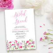 Roze wilde bloem Feminine Elegant Bridal Brunch Kaart