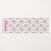 Roze Wilde Bloem Florale Sereniteit Monogram Ontwe Yogamat (Voorkant (horizontaal))