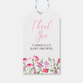 Roze Wilde Bloem Gepersonaliseerd Dank u Gift Labe Cadeaulabel (Voorkant)