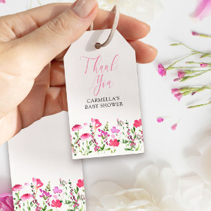 Roze Wilde Bloem Gepersonaliseerd Dank u Gift Labe Cadeaulabel