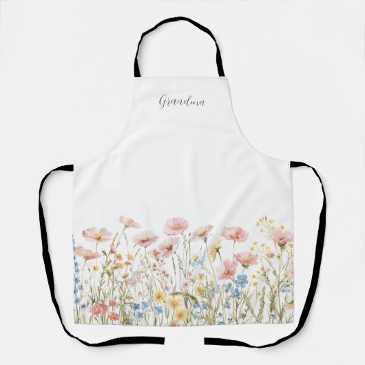 Roze wilde bloem gepersonaliseerd schort (Voorkant)