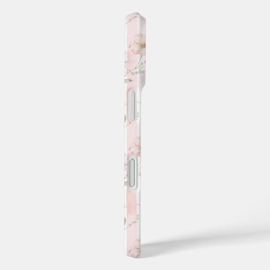 Roze Wilde Bloem Gestreept Met Monogram Case-Mate iPhone Case (Achterkant / Rechts)