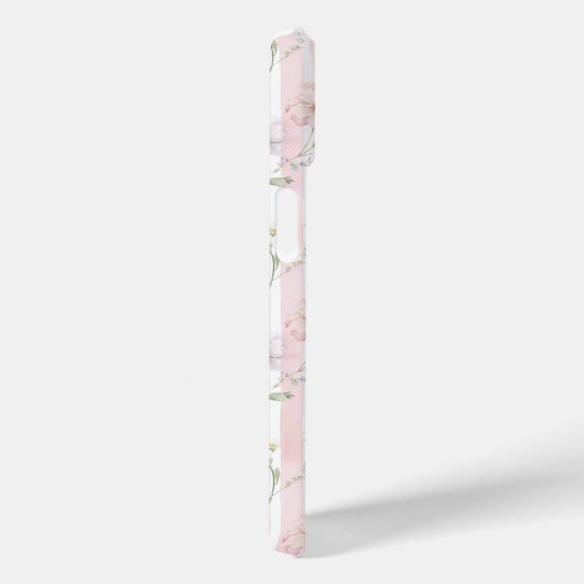 Roze Wilde Bloem Gestreepte Monogram Case-Mate iPhone Case (Achterkant / Rechts)