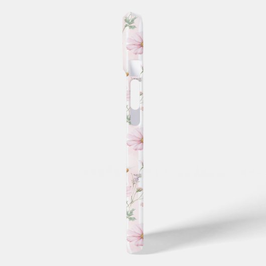 Roze Wilde Bloem Gestreepte Monogram Case-Mate iPhone Case (Achterkant / Links)